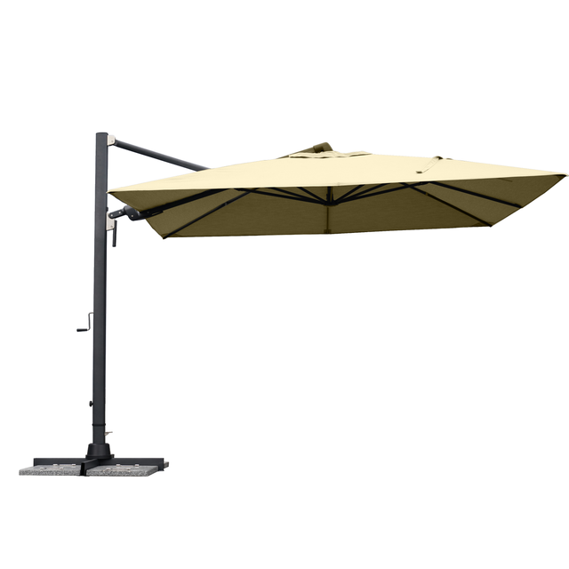 Ombrellone a palo laterale grigio Sombra NATERIAL con telo quadrato beige L 298 x P 298 x H 260 cm