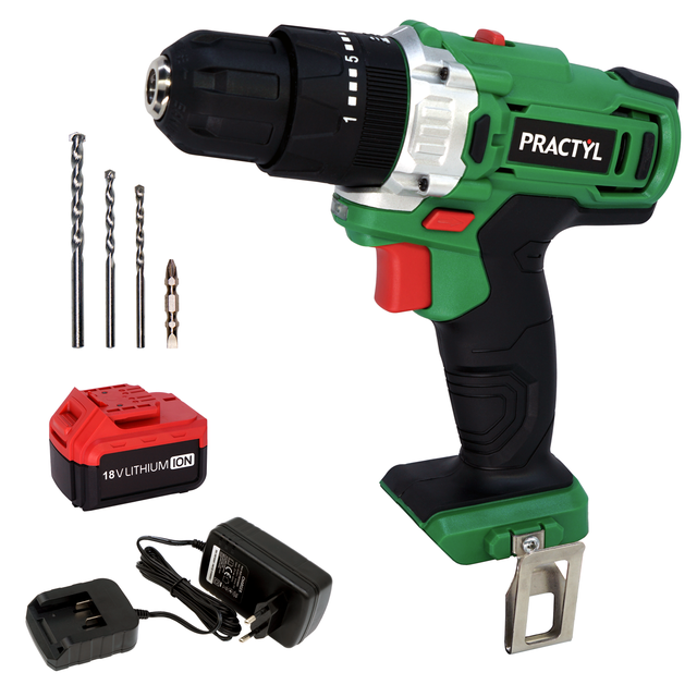 Taladro a batería PRACTYL 18V  1 Batería -  Cargador de batería