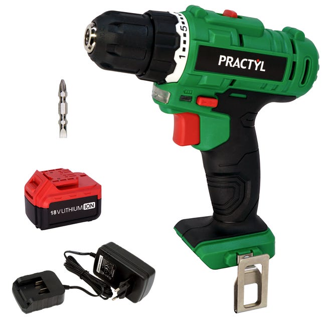Practyl Power Tools Taladro sin cable PRACTYL 18 V+ 2 baterias 2 Ah+ cargador | Leroy Merlin