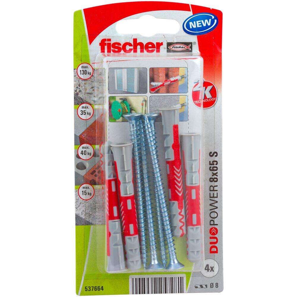 Set di tasselli  con vite FISCHER DuoPower Lungo 8x65 S K   in nylon 4 pezzi - 5