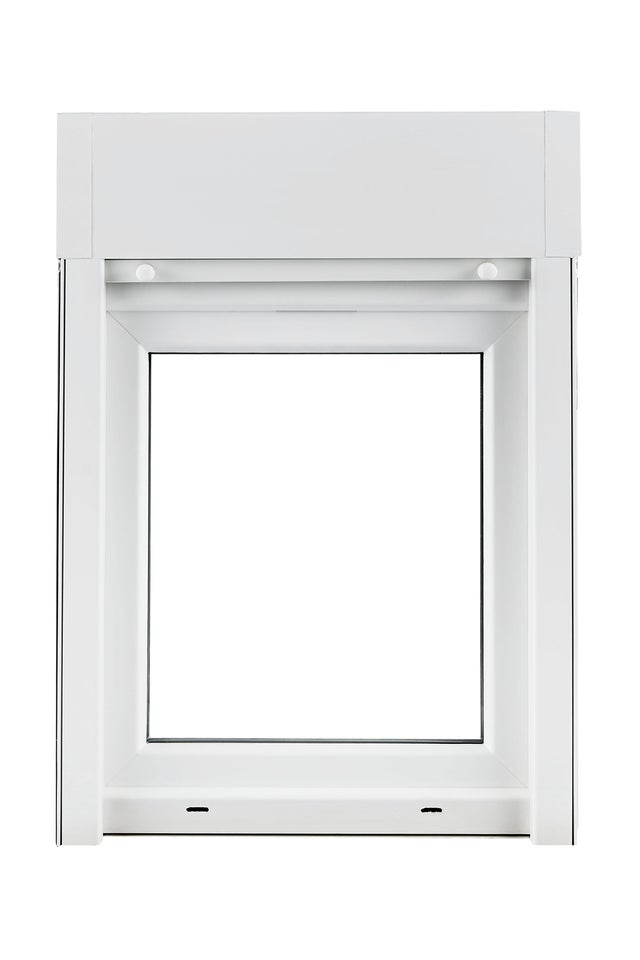 Fenêtre PVC 95x60 cm oscillo-battant 1 vantail Tirant gauche avec volet roulant intégré blanc