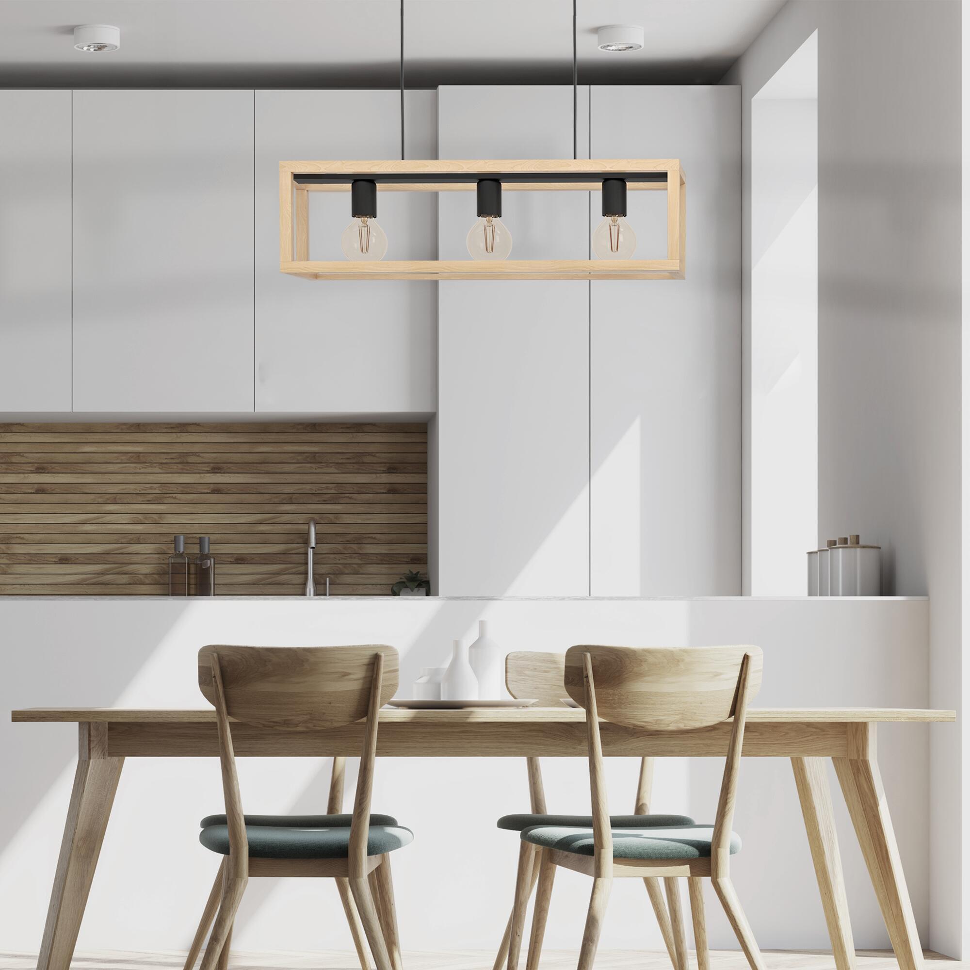 Suspension Elgort bois, noir, Diam.20 cm INSPIRE, E27 - 3