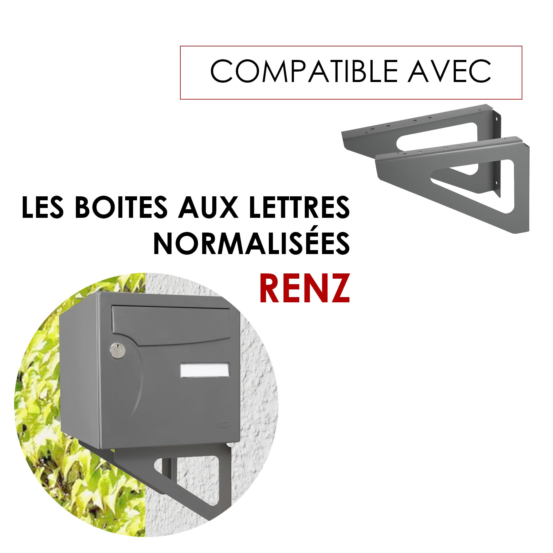 Kit de fixation H.18 x l.25 x P.3 cm RENZ, gris - 7