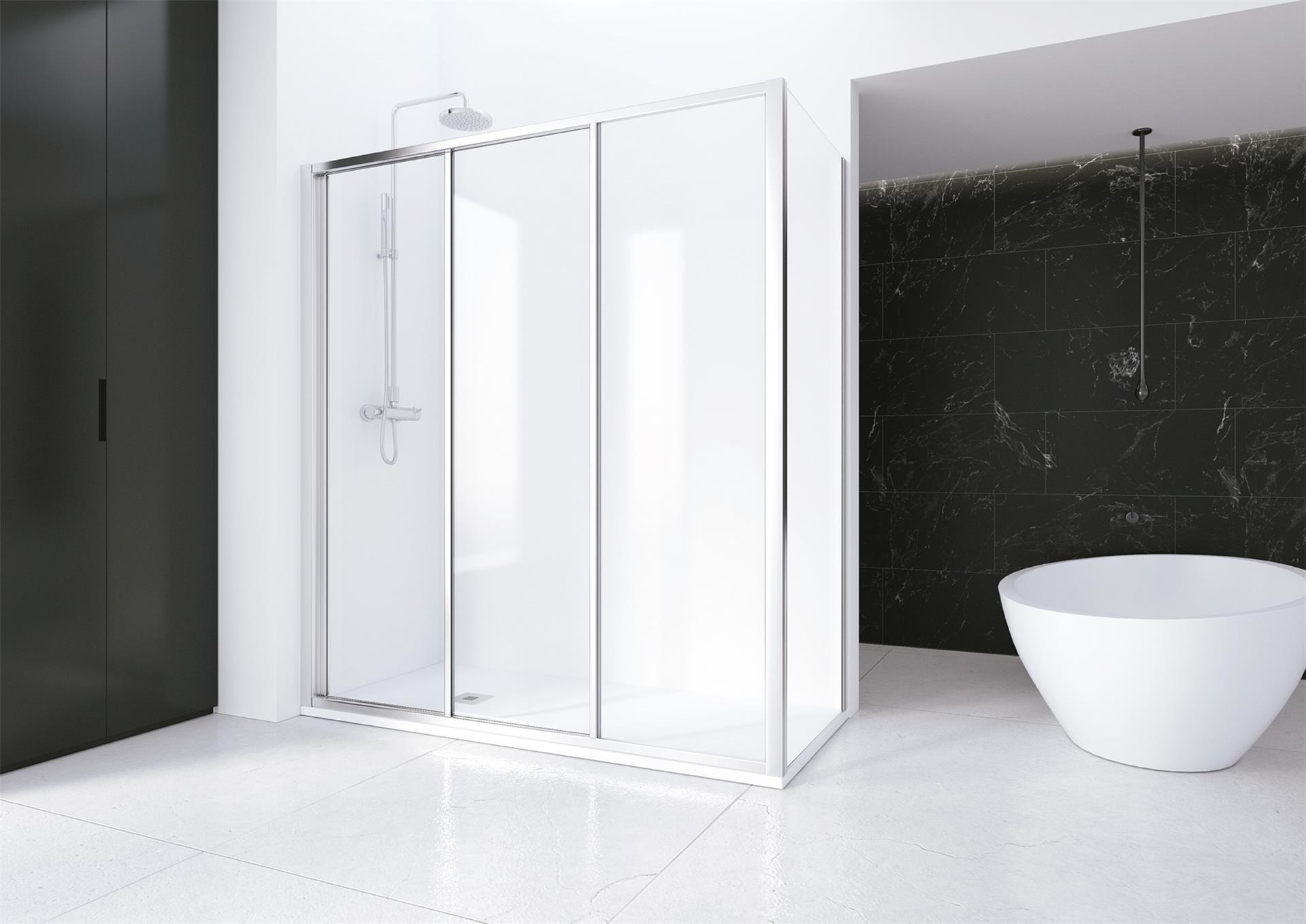 Mampara lateral fijo transparente decco perfil cromo 70x195 cm 3mm