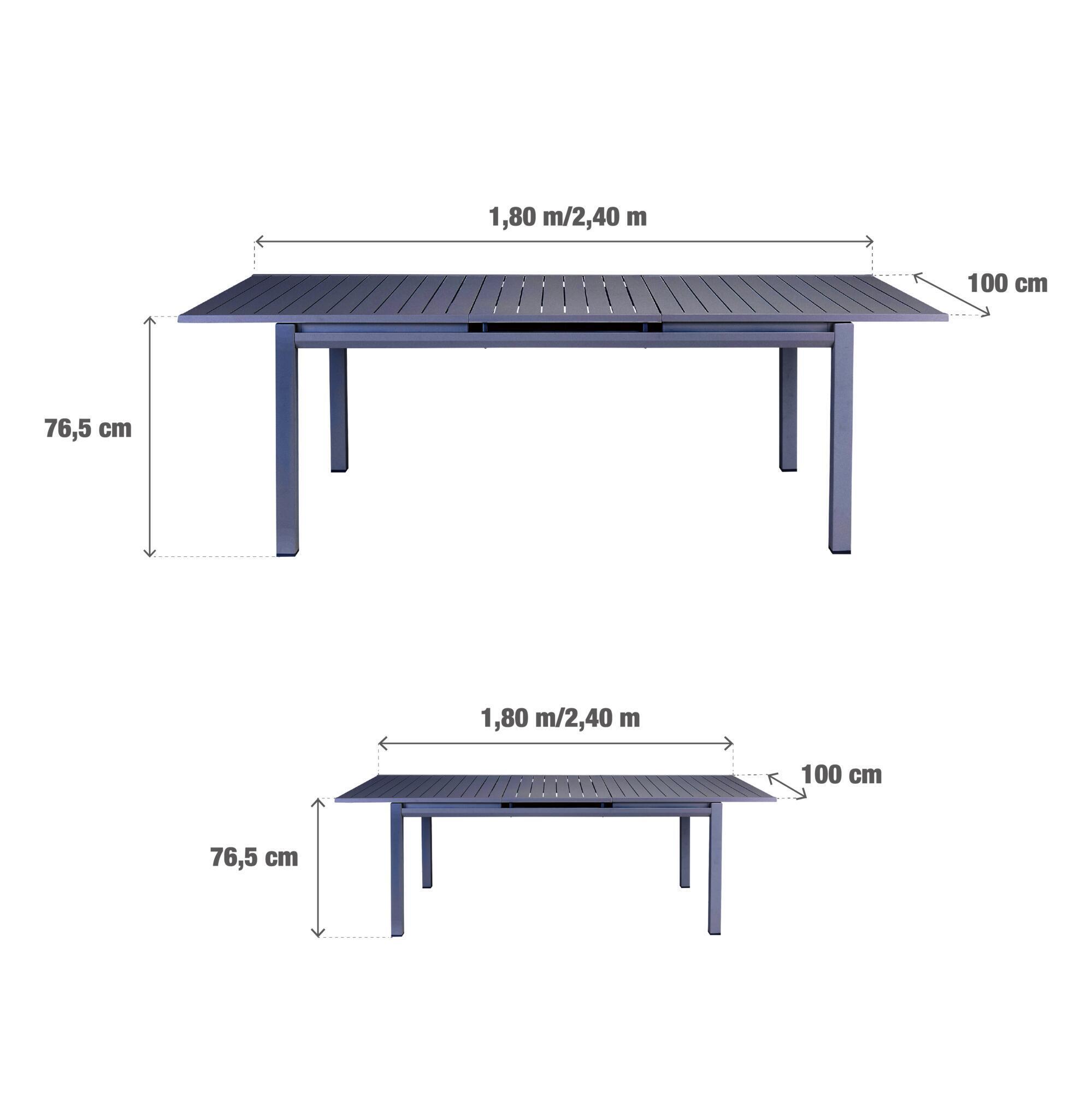 Mesa de alumínio Naterial Odyssea II Easy 180/240x100 cm Antracite - 10