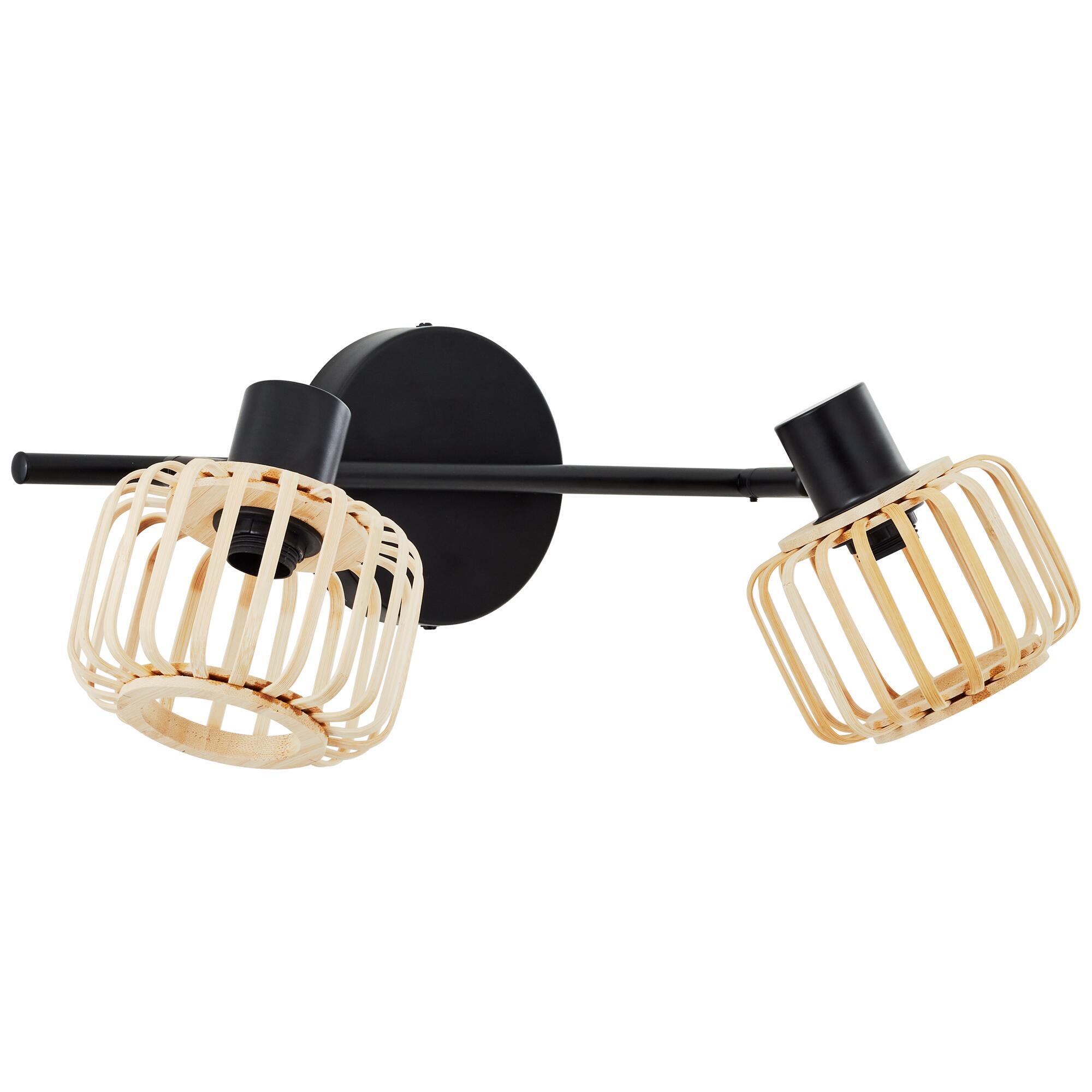 Foco decorativo INSPIRE PECAN E14 2 LÂMPADAS METAL MATE PRETO/BAMBU - 27