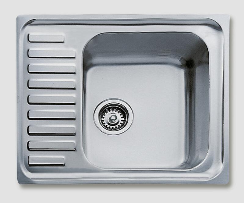 Evier à encastrer 1 bac avec égouttoir, Inox lisse, CLASSIC Gris - 2