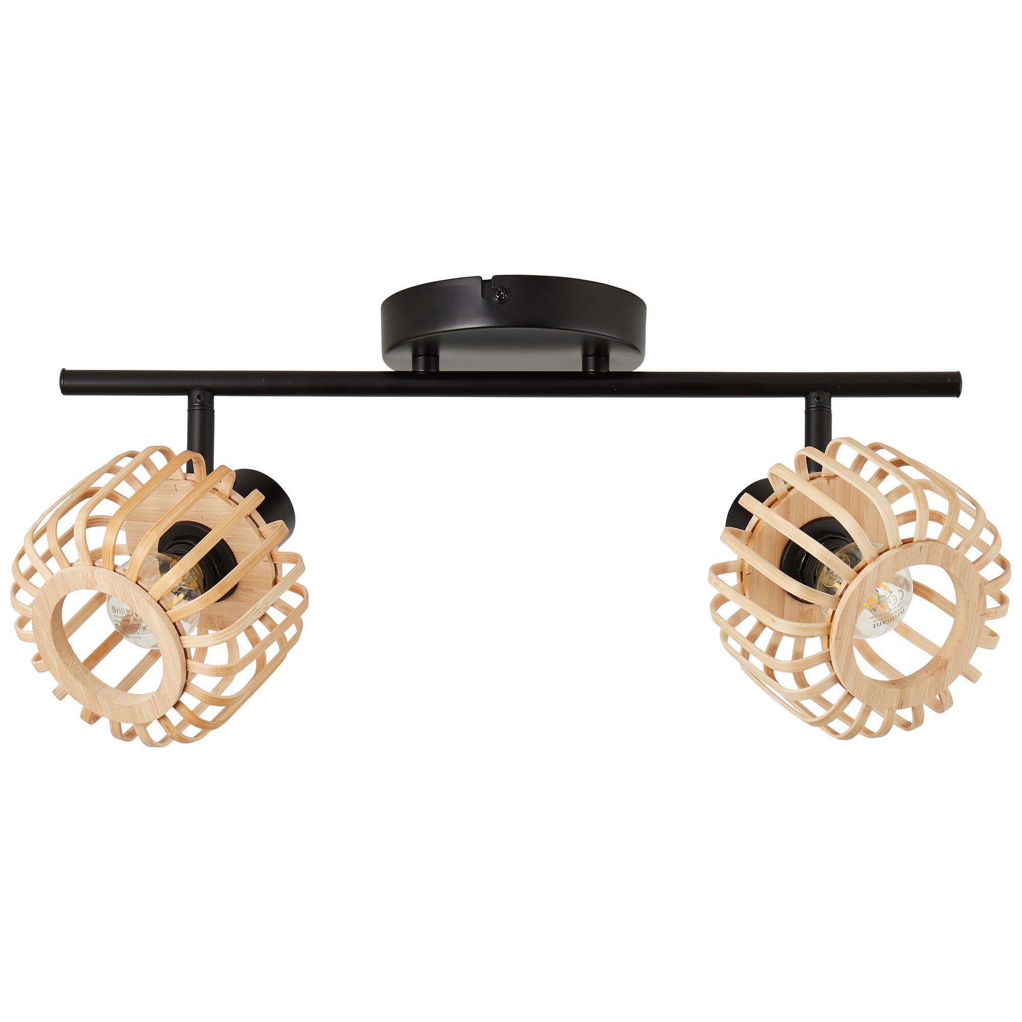 Foco decorativo INSPIRE PECAN E14 2 LÂMPADAS METAL MATE PRETO/BAMBU - 26