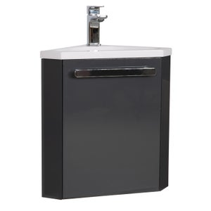 Meuble lave-mains, 1p l.34.5 x H.50.5 x P.34.5 cm, gris anthracite, Skino