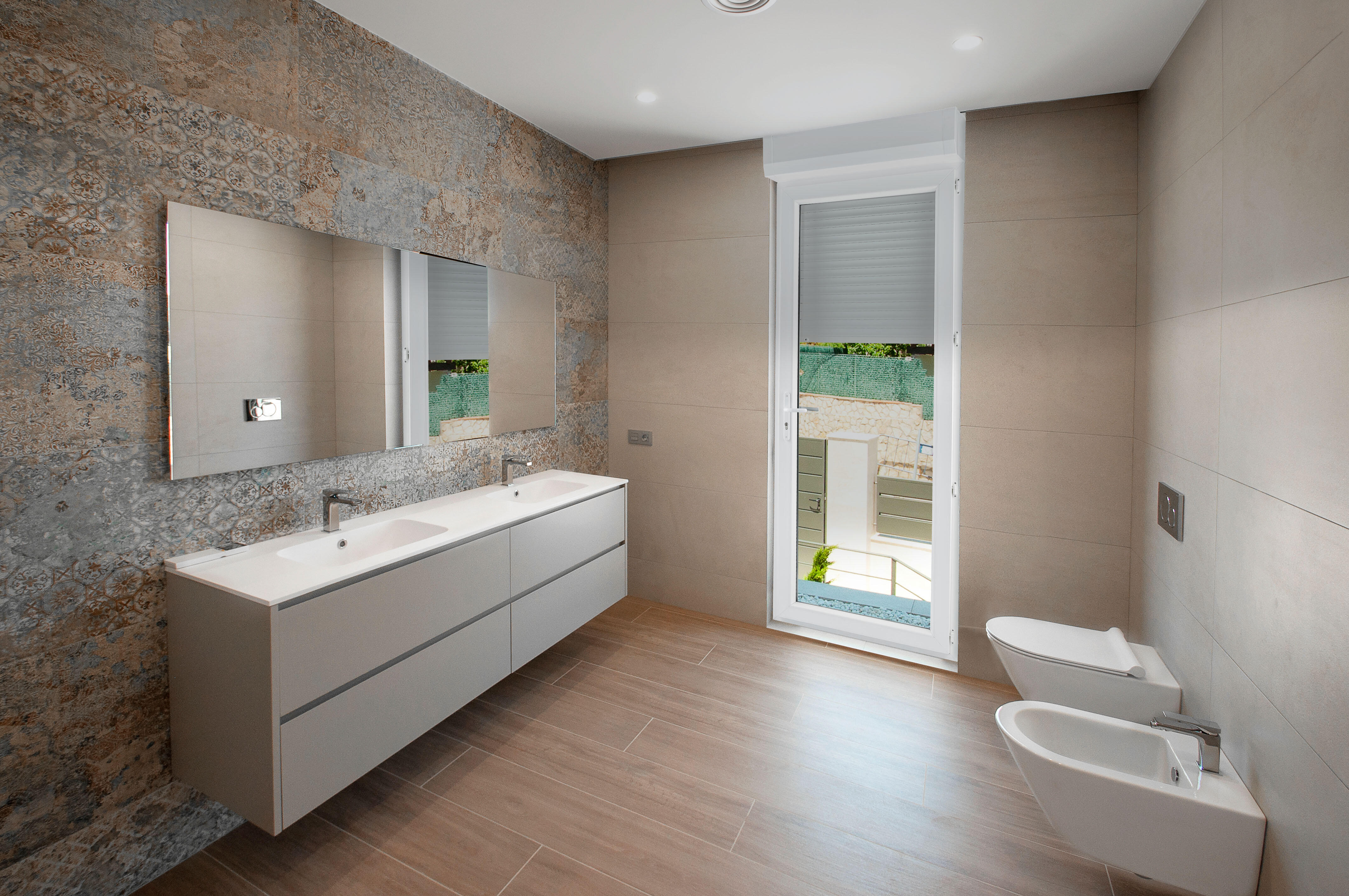 Porte fenêtre avec volet roulant PVC Essentiel H.215xl.90cm blanc 1 vt tirant G - 3