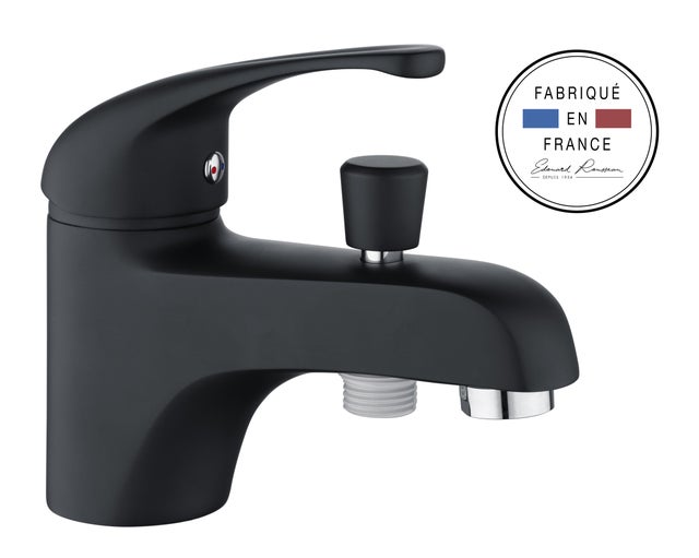 Mitigeur de bain mécanique monotrou noir, Fira, EDOUARD ROUSSEAU