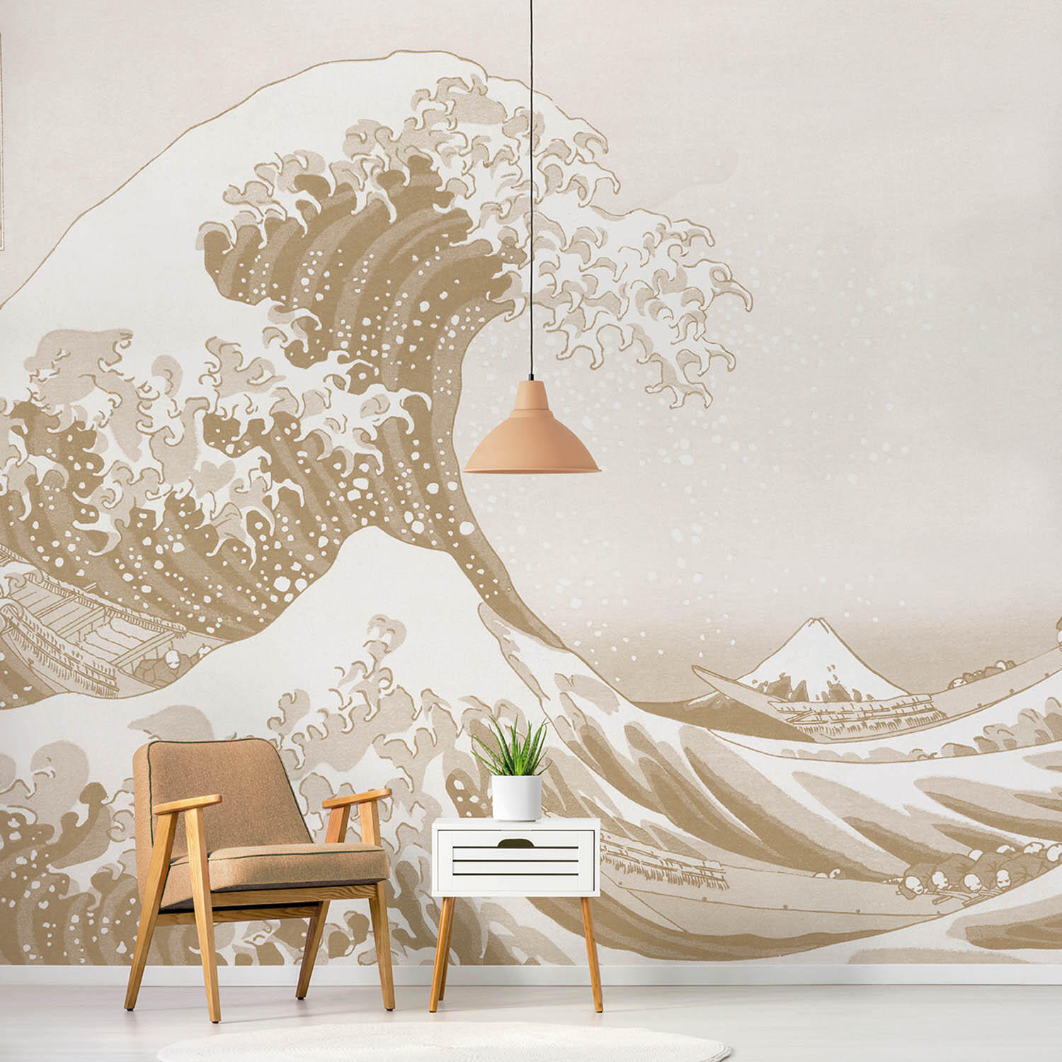 Papier peint panoramique PANORAMA wave fibre beige l.424 x H.280 cm ...