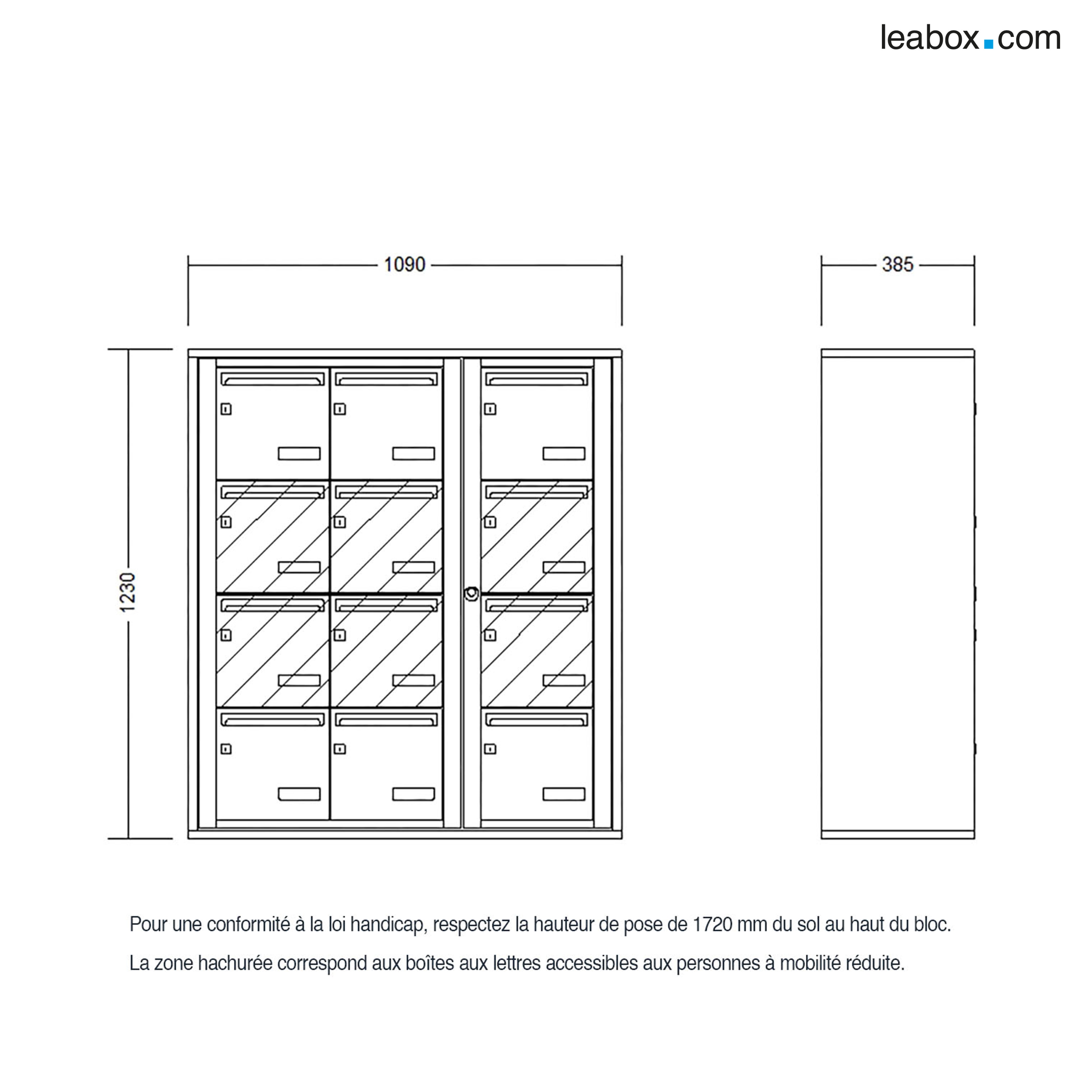 Boîte aux lettres collective intérieur LEABOX.COM 3x4 acier ivoire brillant - 7
