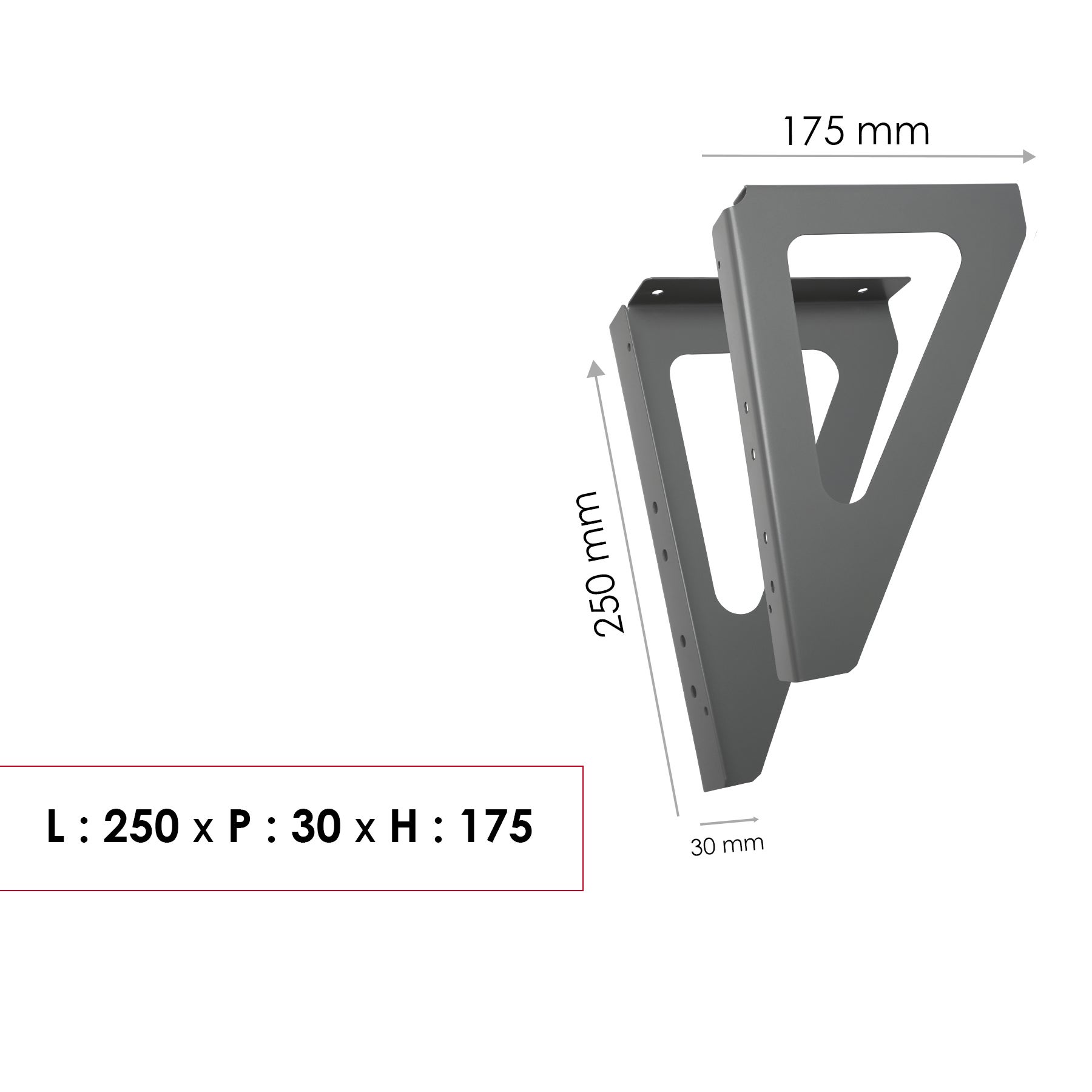 Kit de fixation H.18 x l.25 x P.3 cm RENZ, gris - 3