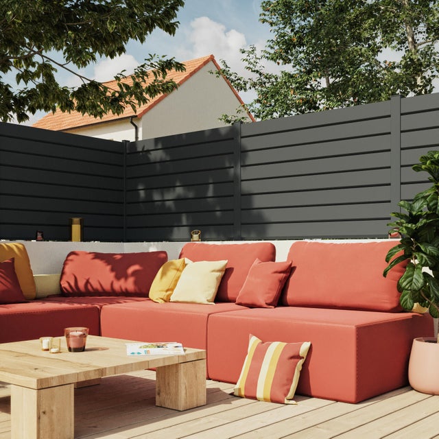 Lame de clôture aluminium persienne Klos up! gris zinc, H.13 x l.145 cm