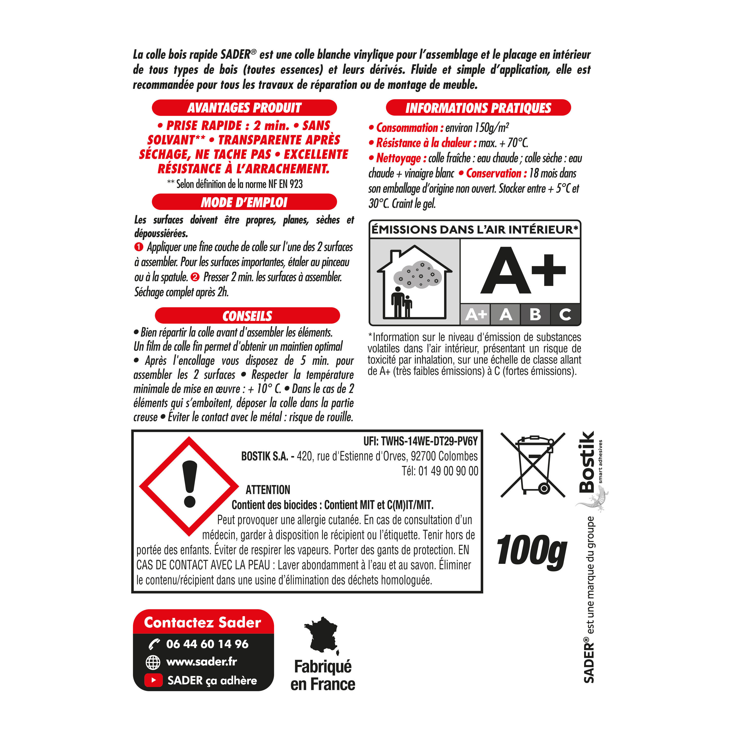 Colle d'assemblage liquide Prise rapide SADER, 100 g transparent - 6