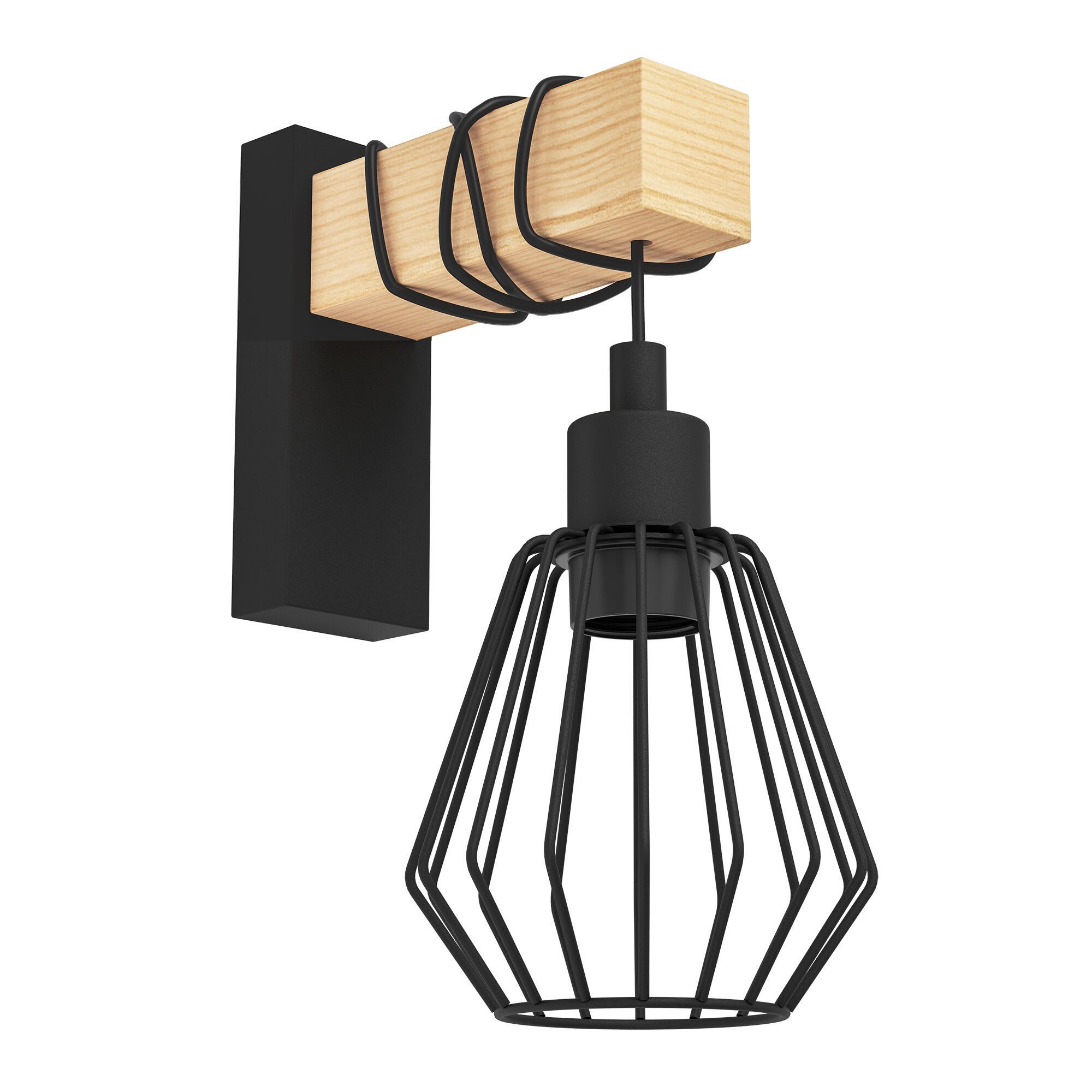 Candeeiro de parede INSPIRE TABODI E27 1 LUZ METAL/MADEIRA PRETO - 2
