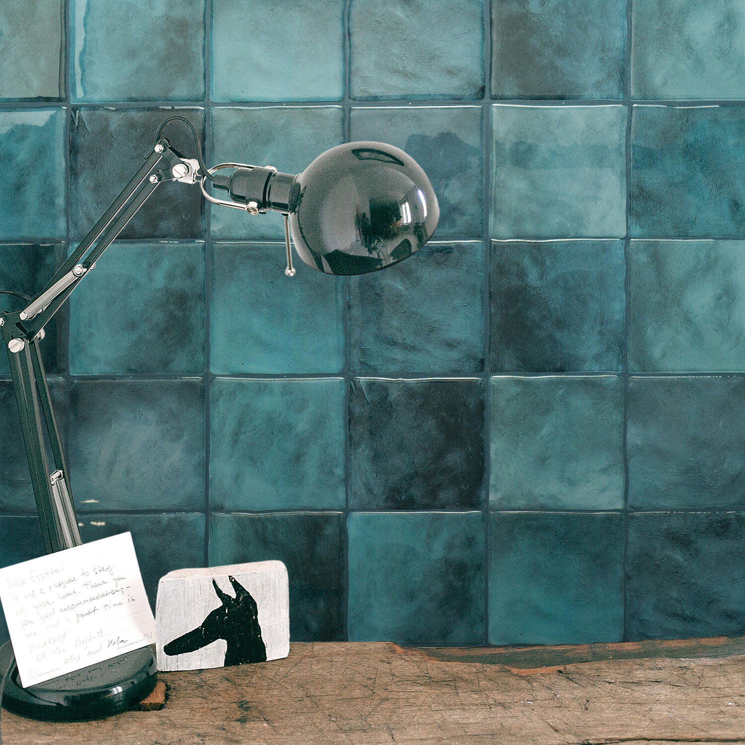 Lot de 4 adhésifs décoratifs, Zellige costa, bleu, 23 cm x 23 cm - 3