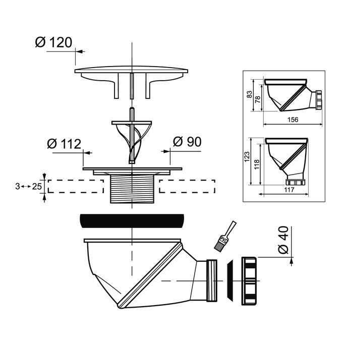 Bonde pour pour bac de douche, Diam.90 mm, WIRQUIN - 5
