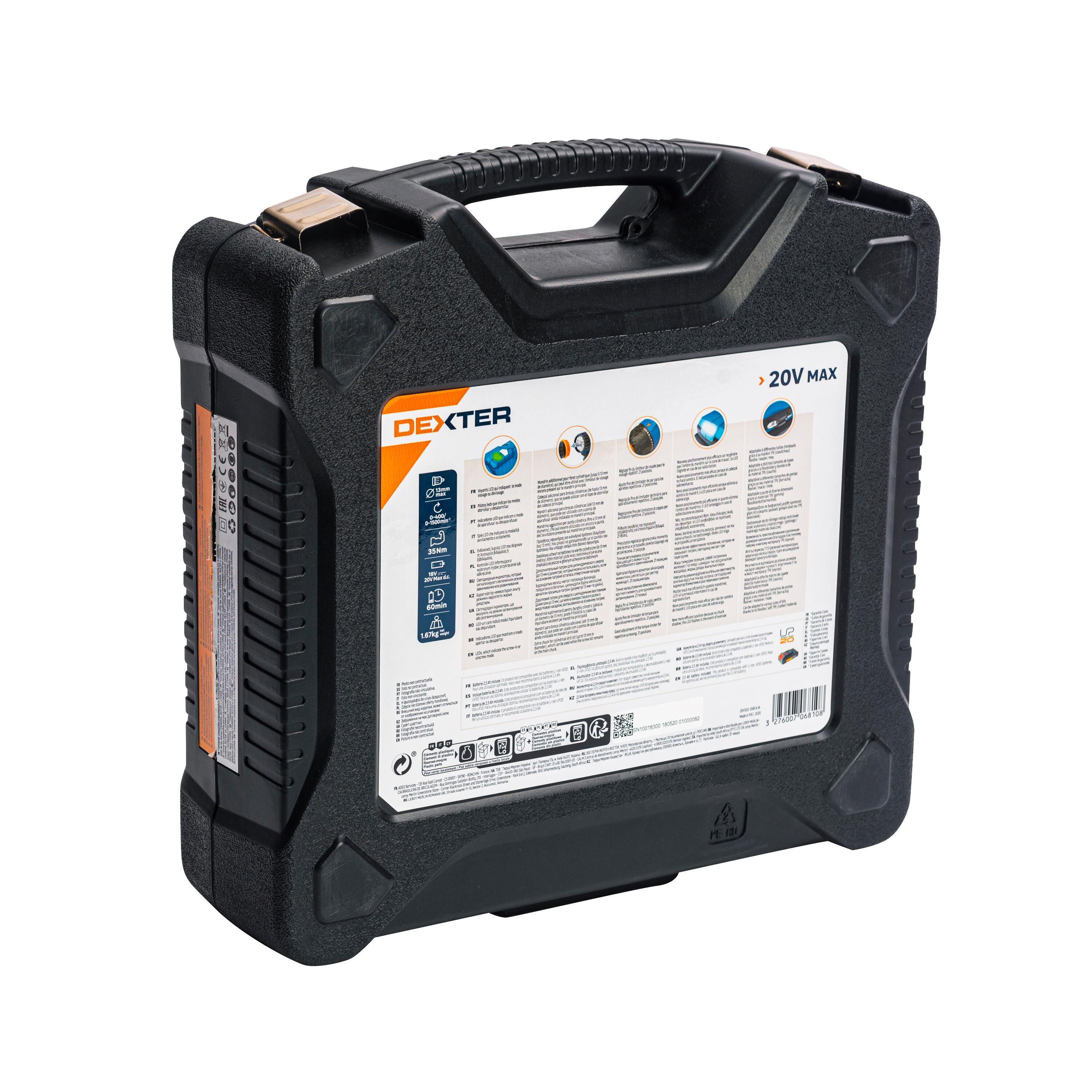 Aparafusadora sem fio DEXTER 20VSD2-35RCA.1A 20V 2.5AH - 9