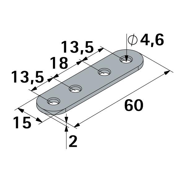 Pattes D'assemblage Acier Zingué 60x15 Mm - Lot De 6 Pièces, Sans Marque, Neuf