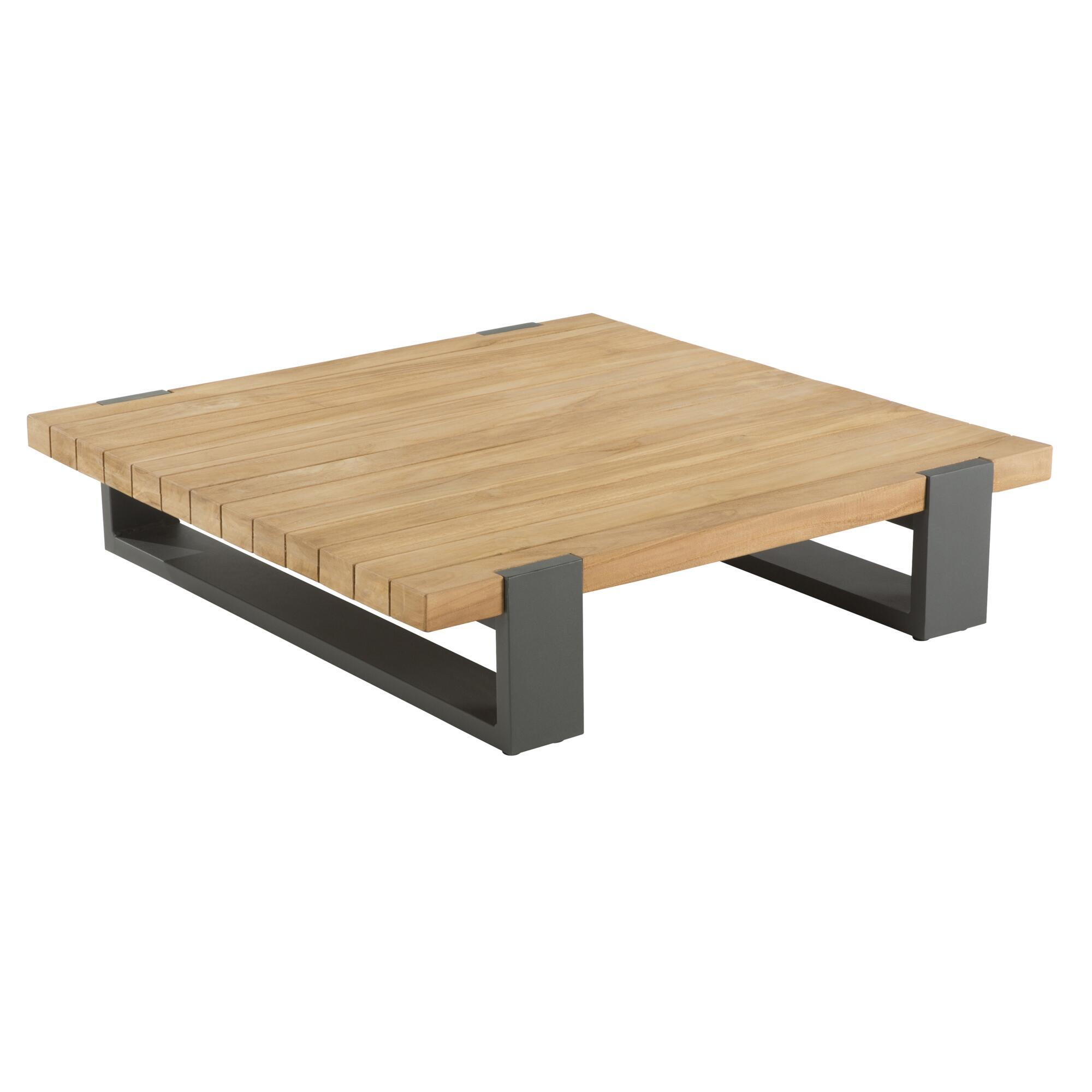Mesa auxiliar de jardín naterial griffin de aluminio y teca de 90x90 cm