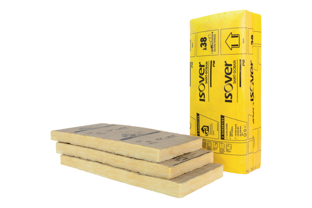 Lot 12 panneaux laine de verre cloison ISOVER Pb38 kraft, Ep.75mm, 1.35x0.6m,R2