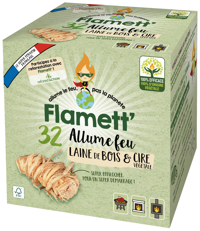 ALLUME FEU LAINE DE BOIS FLAMETT X 32