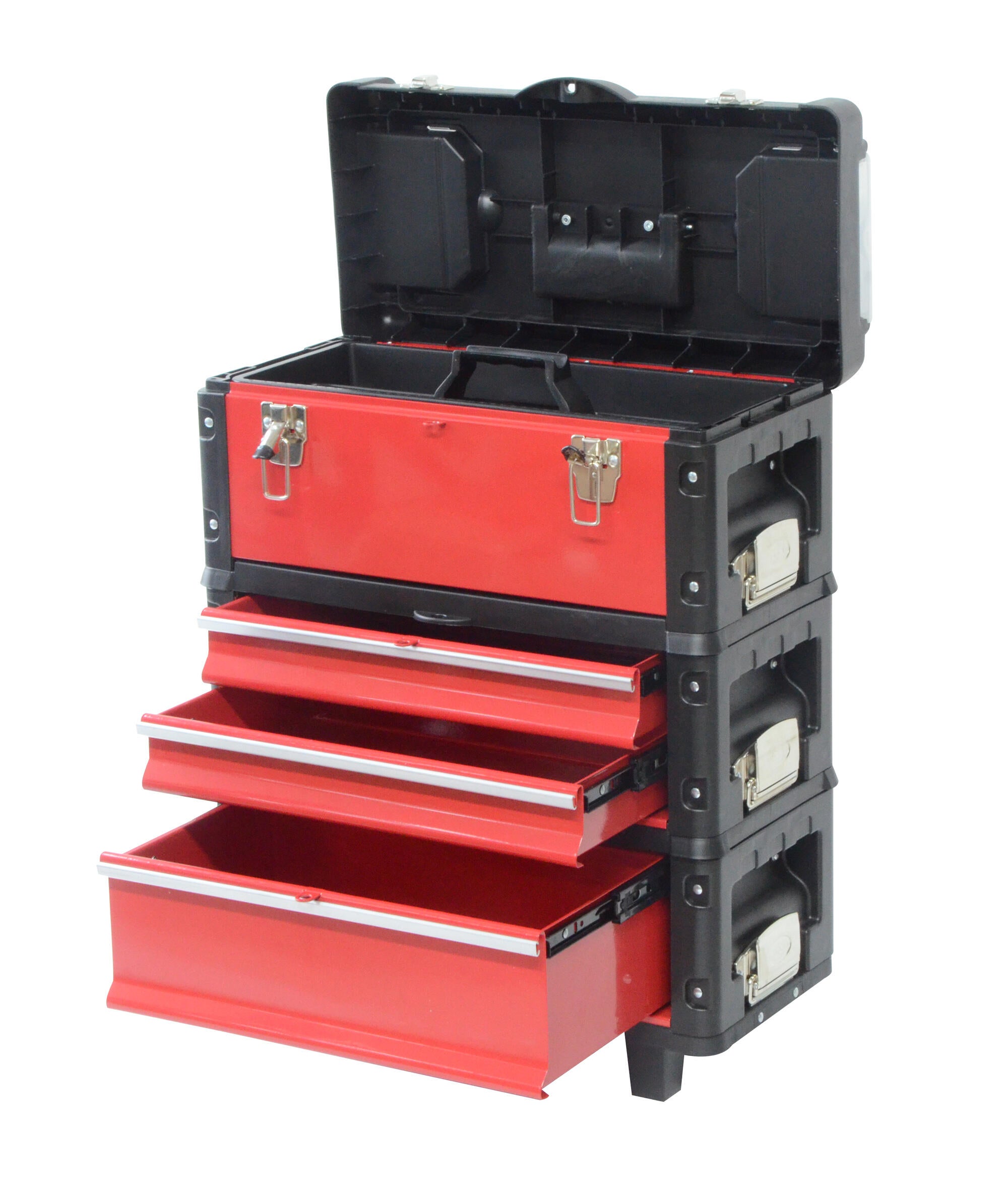 Chariot de service à roulettes rouge acier 3 tiroirs l.30 cm DEF'PRO - 2