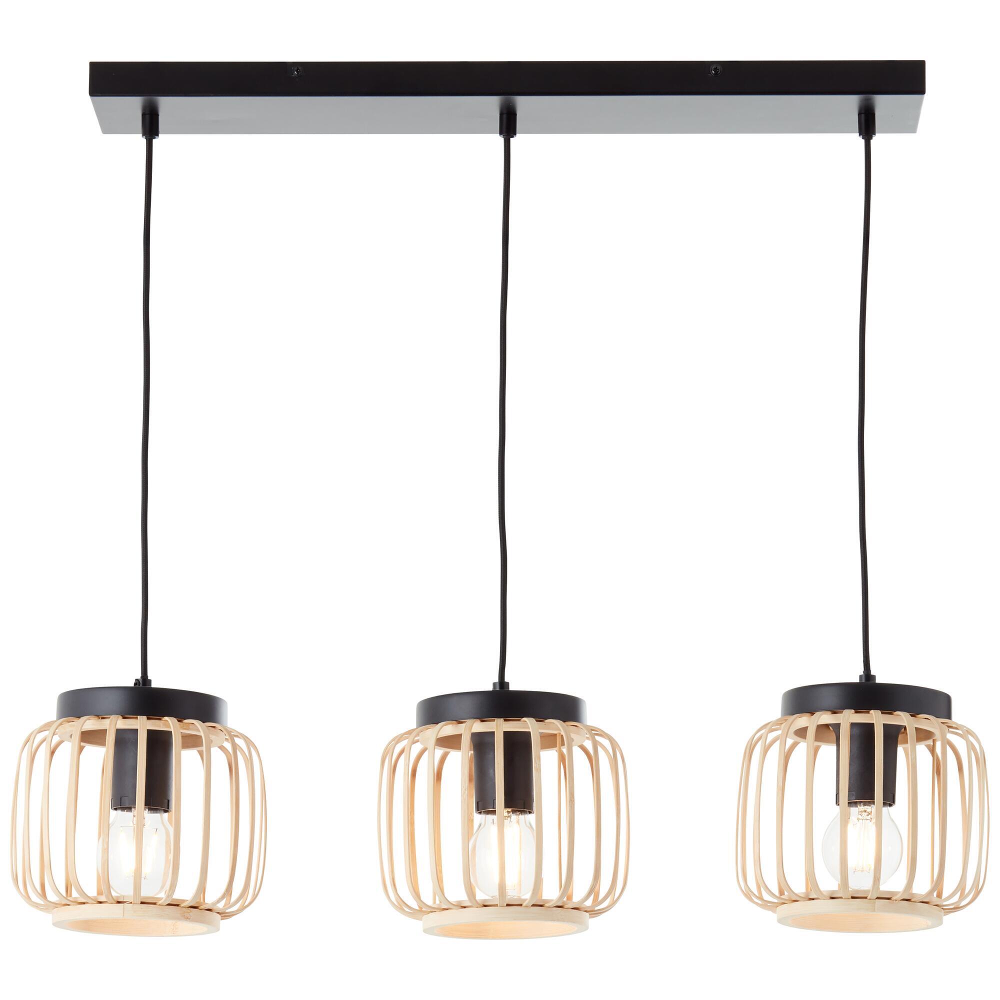 Candeeiro de teto suspenso INSPIRE PECAN E27 3 LÂMPADAS METAL MATE PRETO/BAMBU - 27
