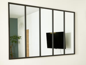 Espejo de Pared Negro Ornamento 100x80 Espejo de Pie Espejo de Pasillo Baño
