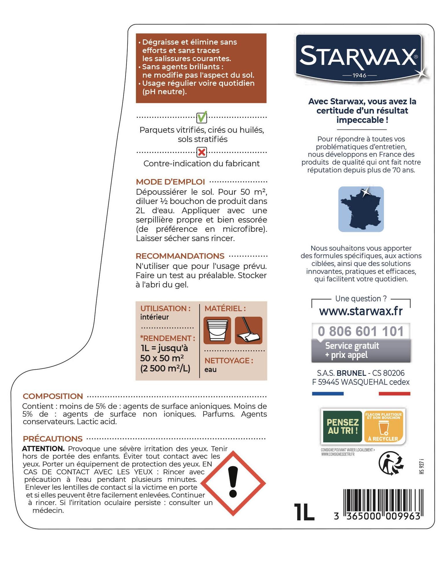 Nettoyant STARWAX Parquet et stratifié, 1L - 4