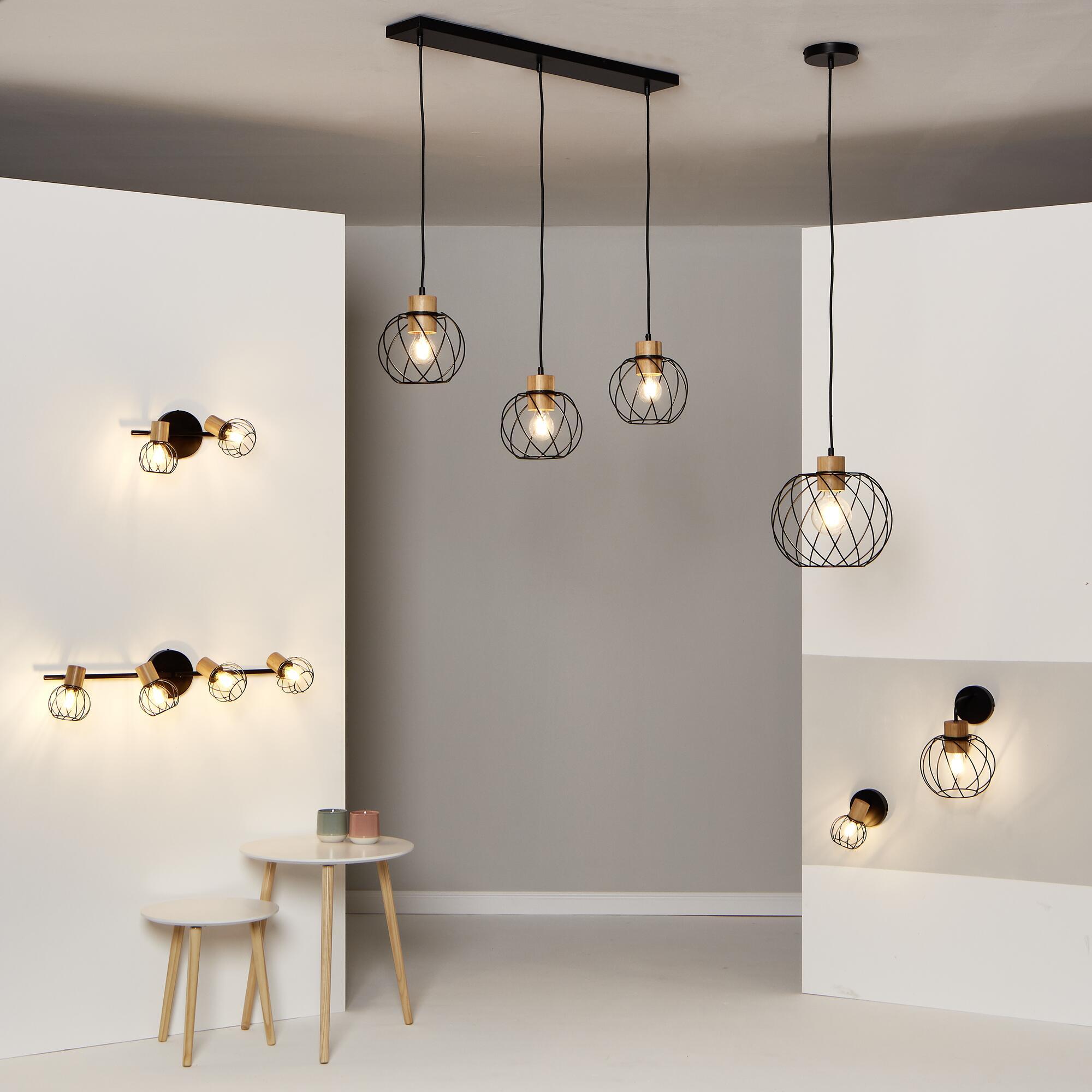 Foco decorativo INSPIRE MALLOW E14 D10CM 4 LÂMPADAS METAL PRETO/BAMBU - 10