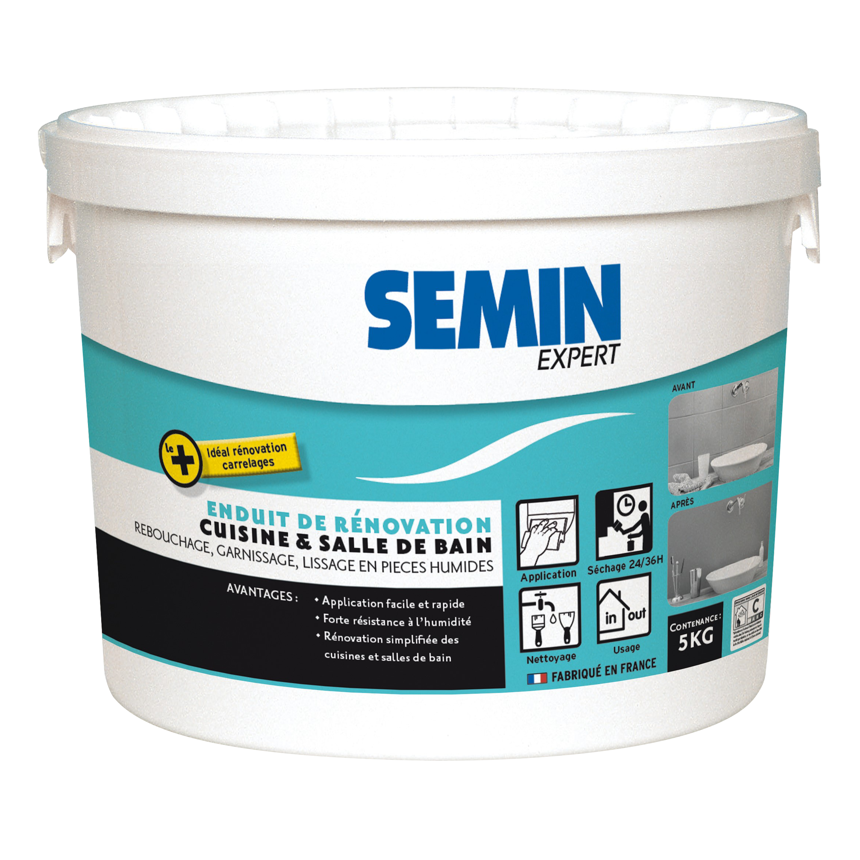 Enduit multifonction en pâte Pièces humides SEMIN blanc 5 kg Leroy Merlin — free download
