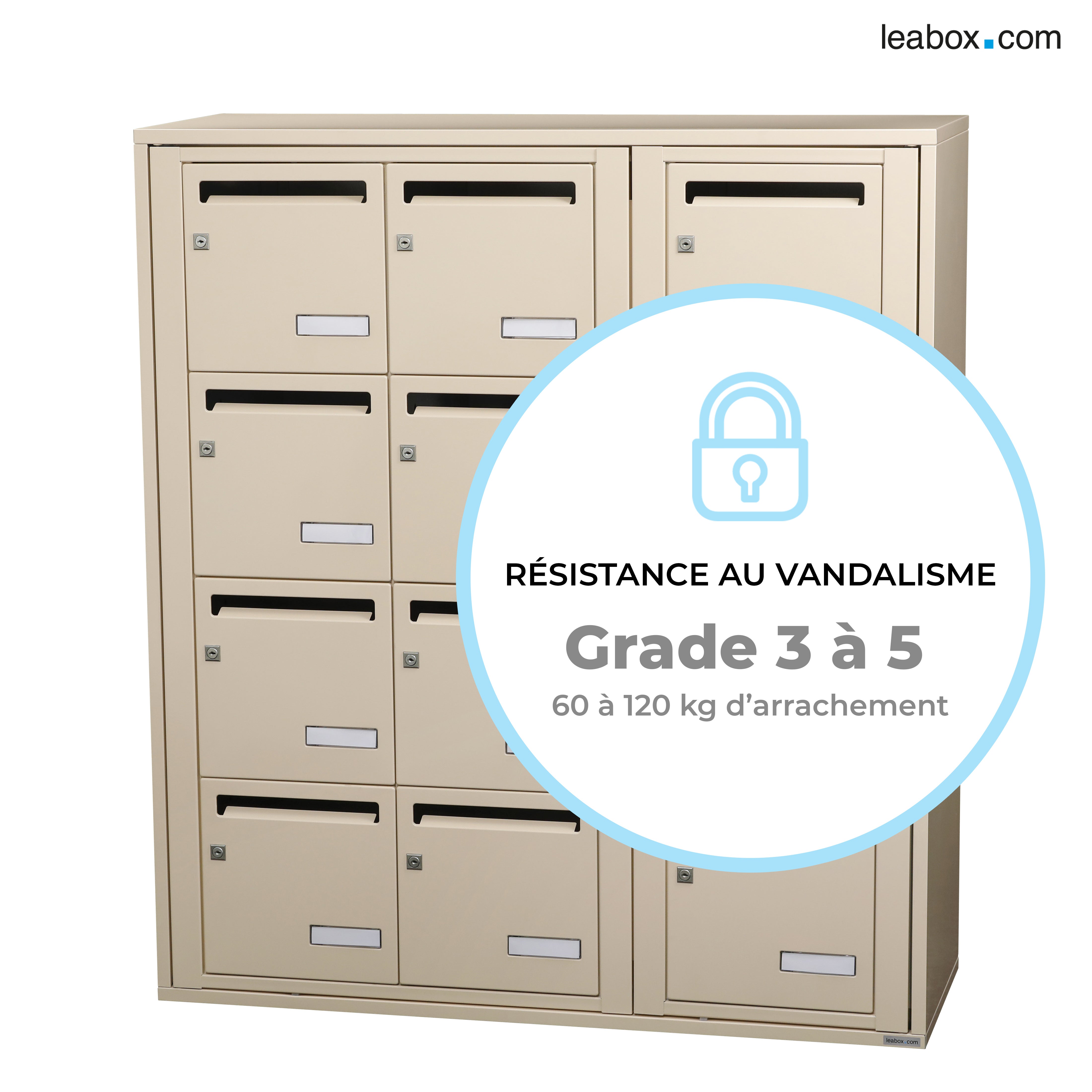 Boîte aux lettres collective intérieur LEABOX.COM 3x4 acier ivoire brillant - 4