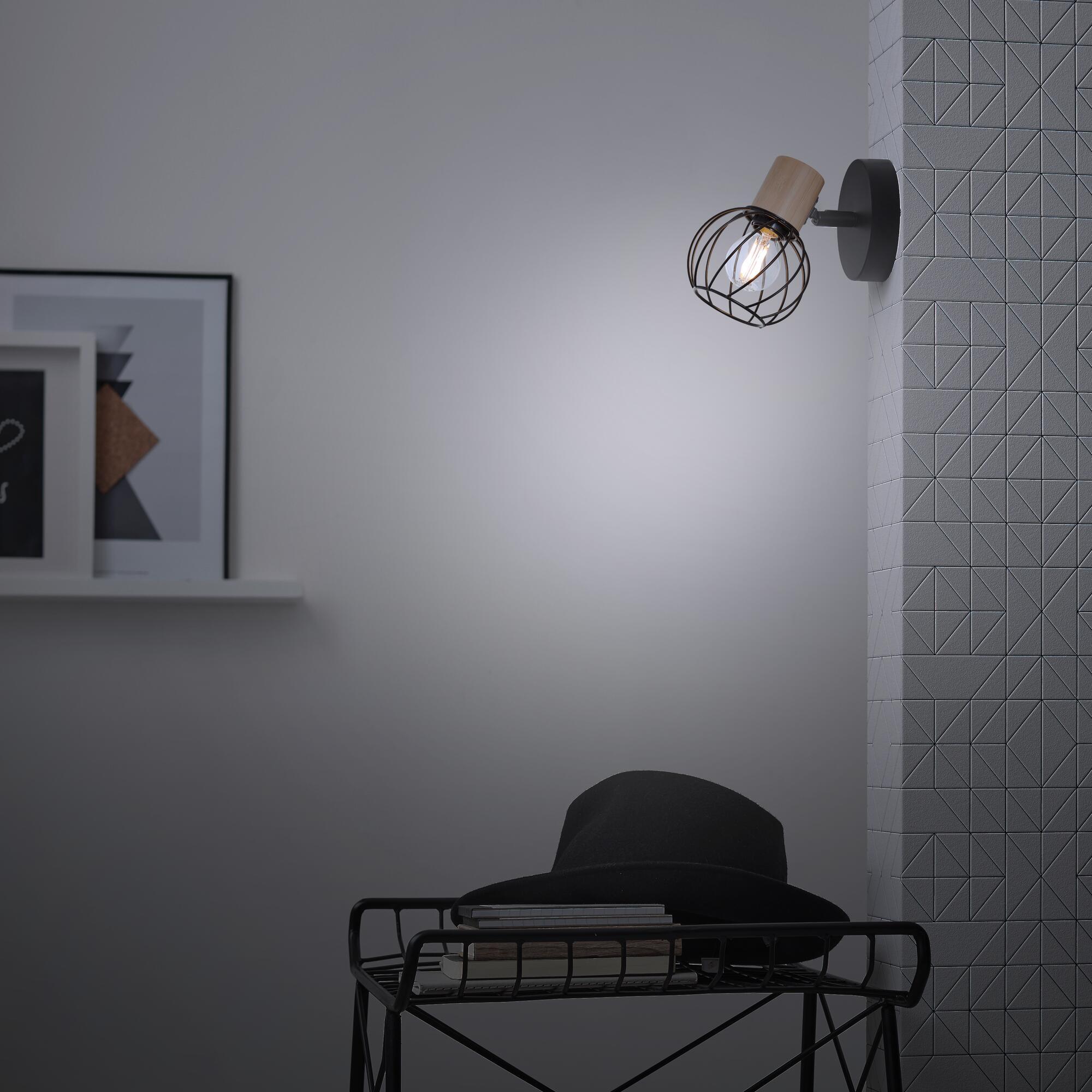 Foco decorativo INSPIRE MALLOW E14 D10CM 1 LÂMPADA METAL PRETO/BAMBU - 11