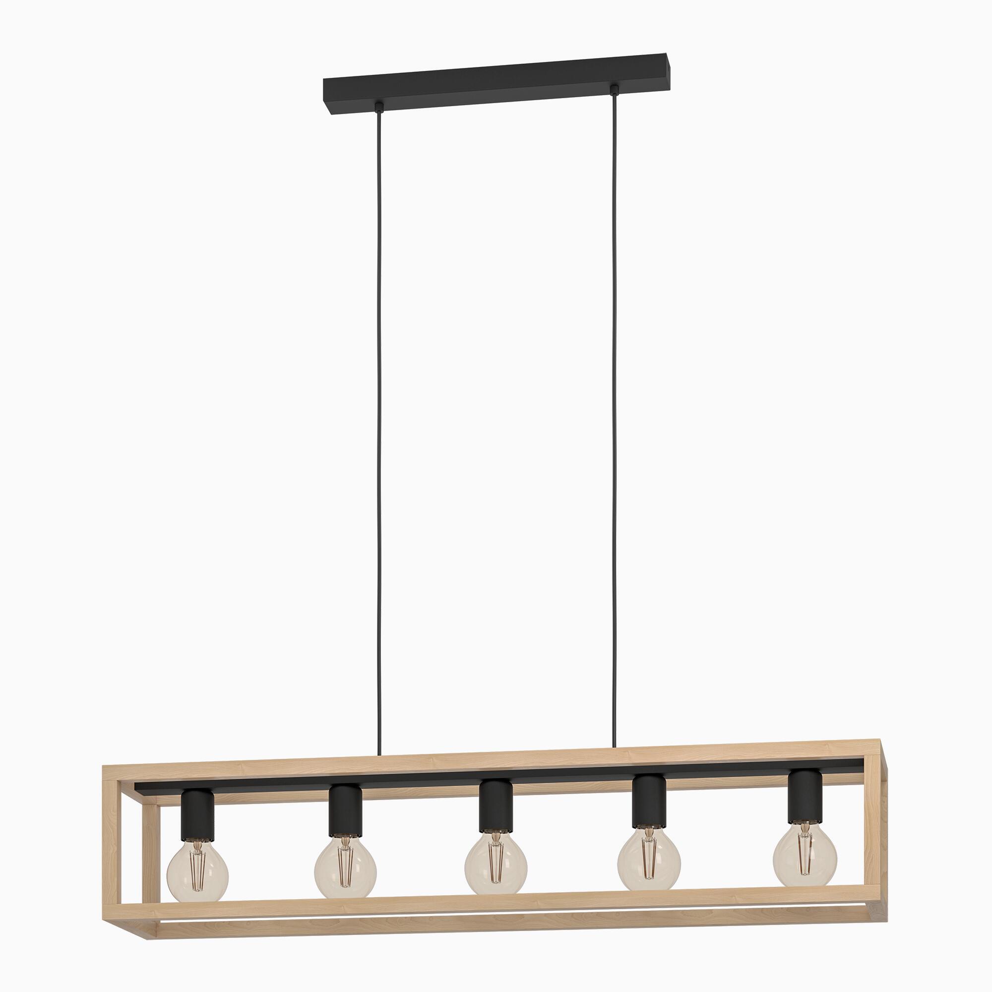 Lámpara de techo colgante de acero marrón y negro ø20 y 100 cm de ancho Elgort INSPIRE 5 luces E27. Altura máxima 110 cm - 6