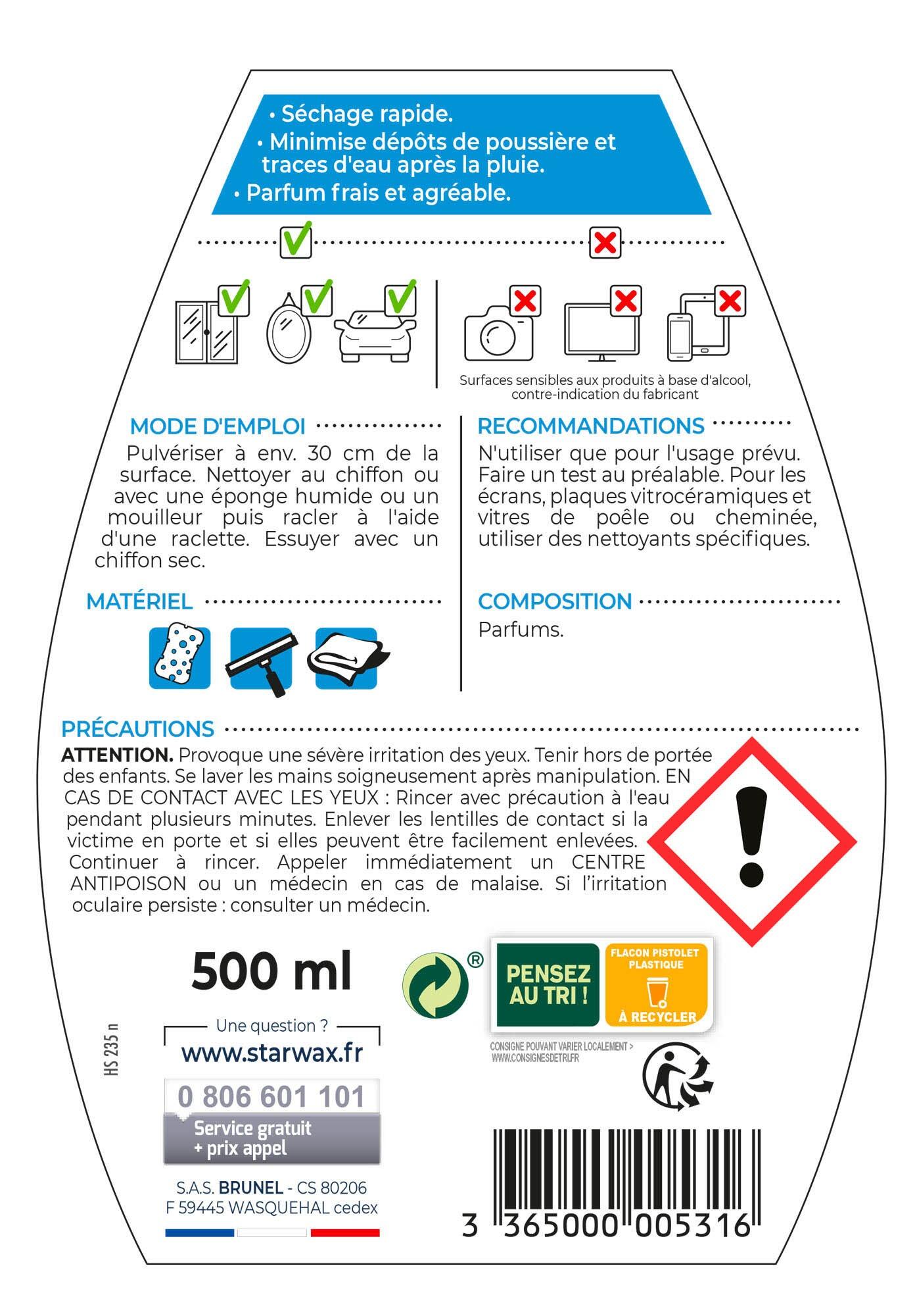 Nettoyant vitre STARWAX Anti traces, 0.5L - 4