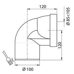 Pipe de WC courte en angle de 90 °C Diam.10 cm WIRQUIN - 2