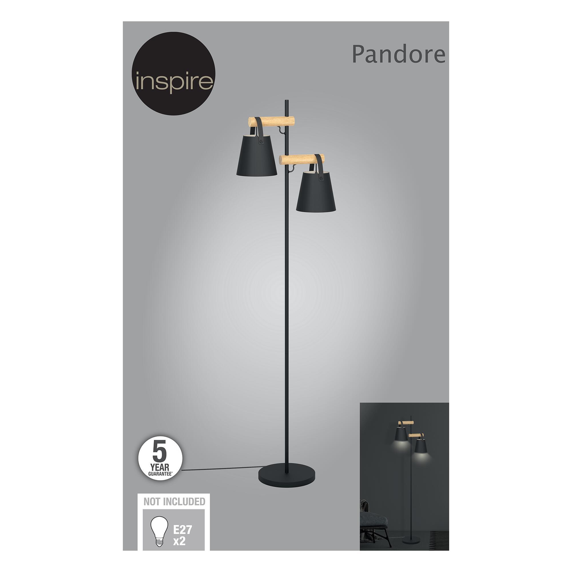 Lampadaire Pandore, acier, noir,  H.165 cm INSPIRE, E27 - 13
