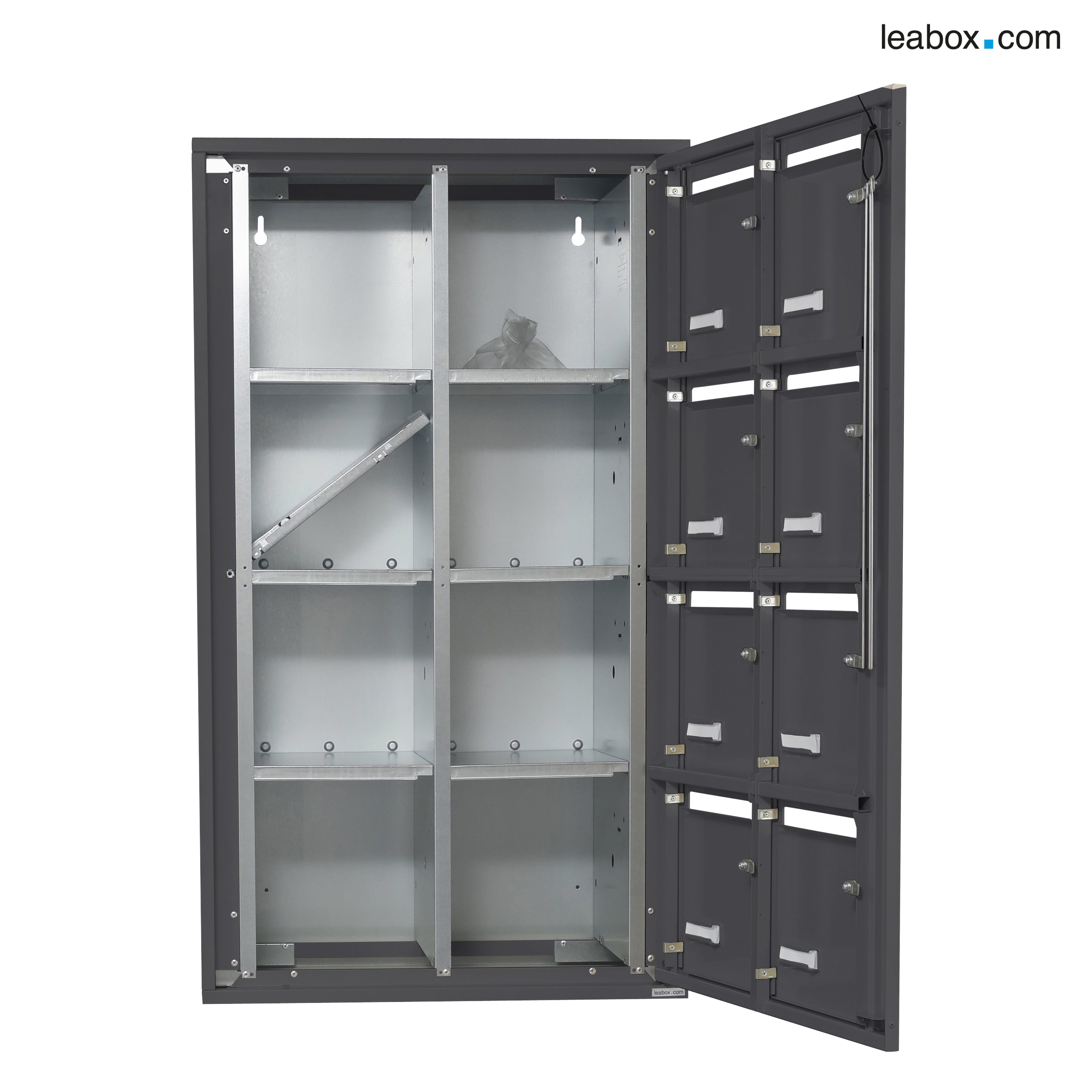 Boîte aux lettres collective intérieur LEABOX.COM 2x4 acier anthracite brillant - 3