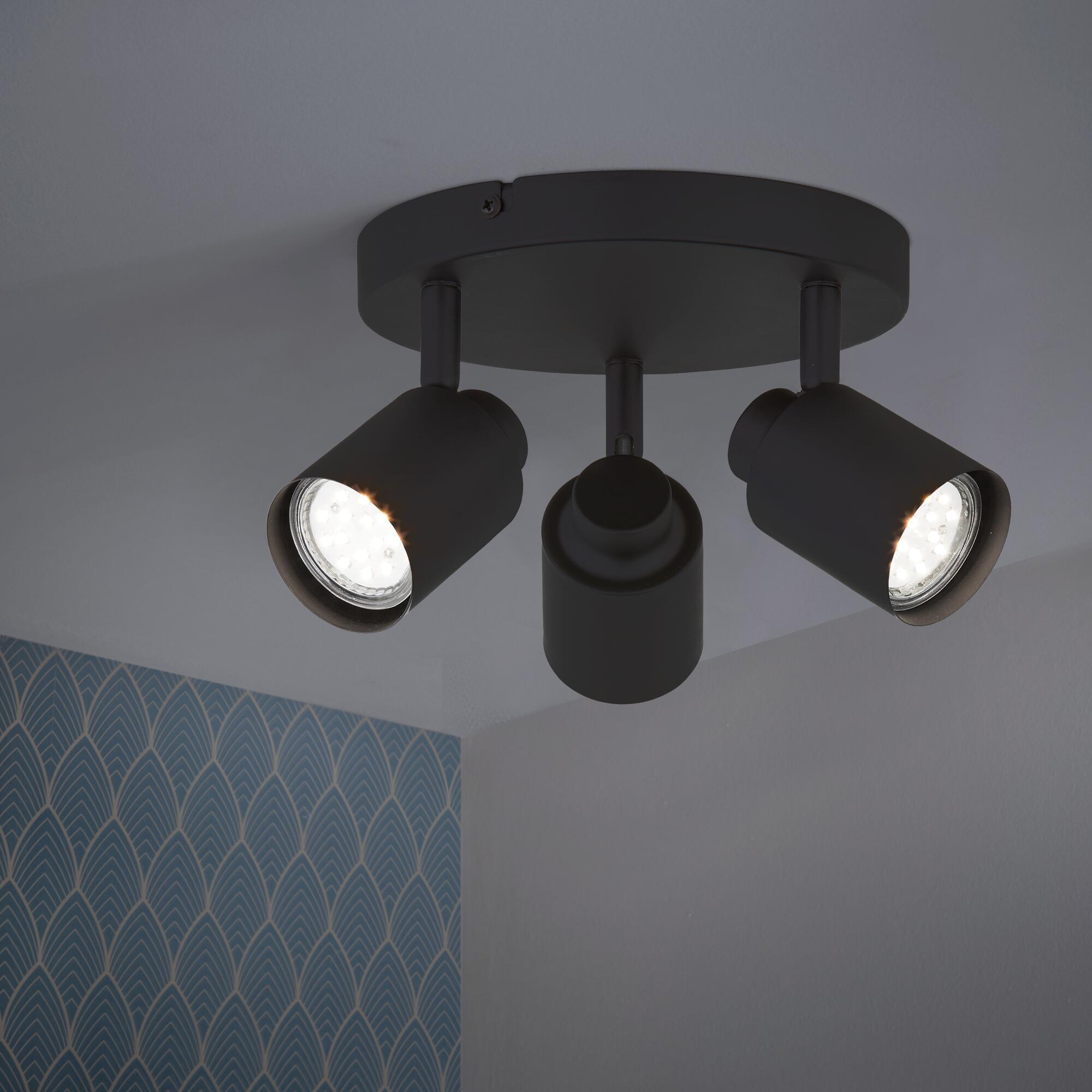 Plafonnier 3 spots, métal noir gu10, INSPIRE Tekla - 5