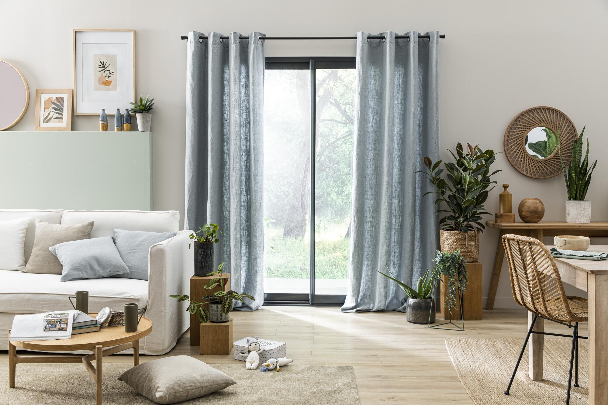 Rideau tamisant, Danae lin, vert H.280 x l.140 cm INSPIRE - 3