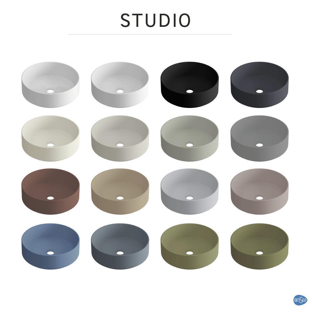 Lavabo da appoggio Studio SENSEA tondo in ceramica bianco lucido piletta non inclusa - 12