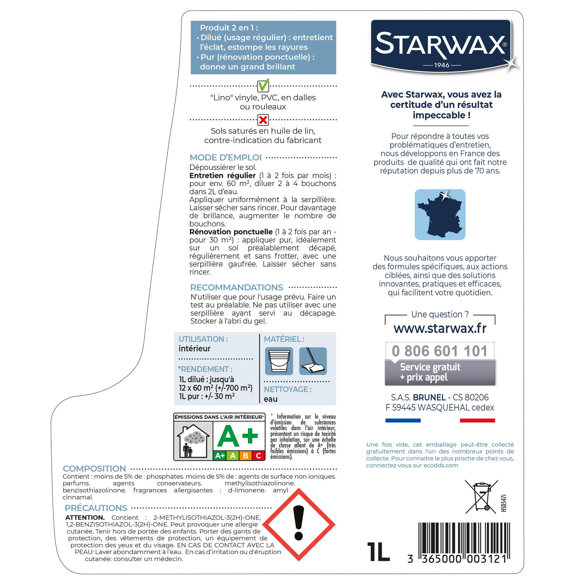 Nettoyant STARWAX Brillant sols pvc, 1L - 2
