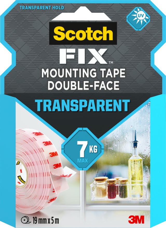 Ruban adhésif double-face interieur SCOTCH FIX transparent L.5 m x l.19 mm