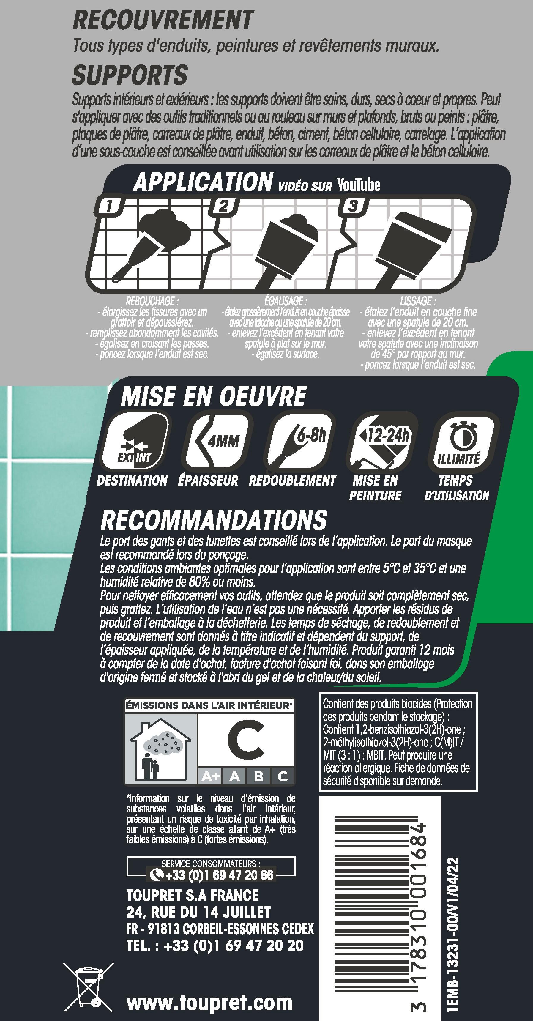Enduit multi'supports et multifonction en pâte TOUPRET 330 g - 5