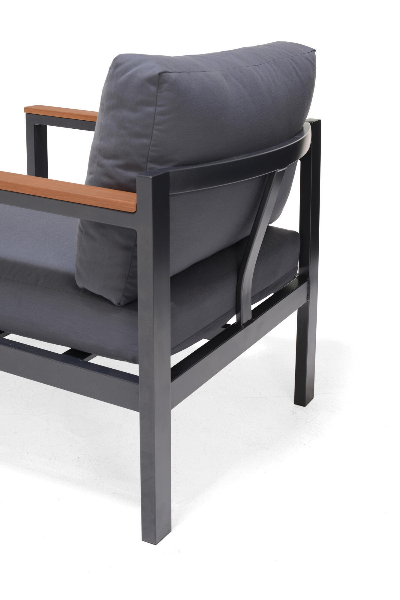 Set de porche NATERIAL Noxia de aluminio/madera negro para 5 personas - 7