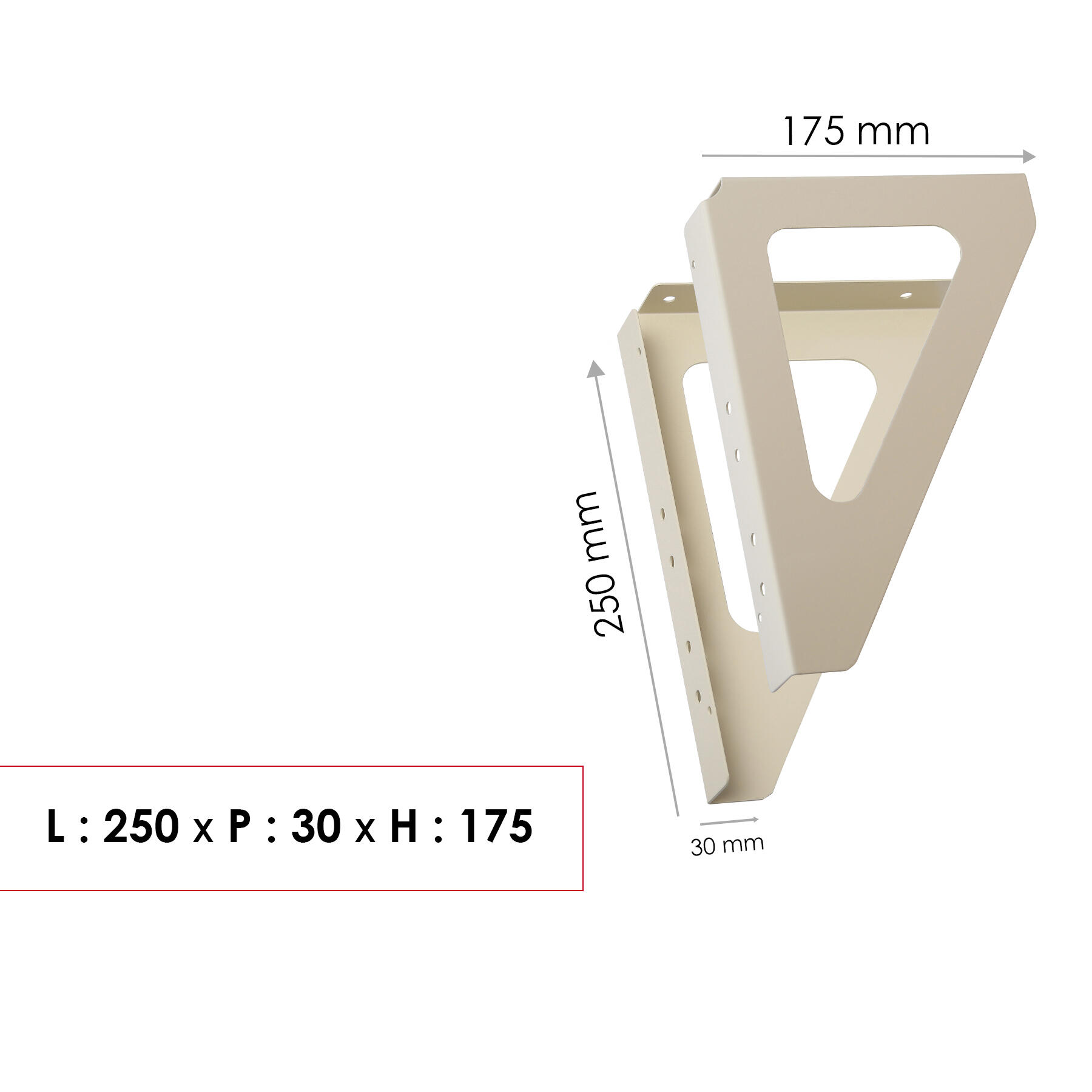 Lot de 2 équerres H.17.5 x l.25 x P.3 cm RENZ, ivoire - 3