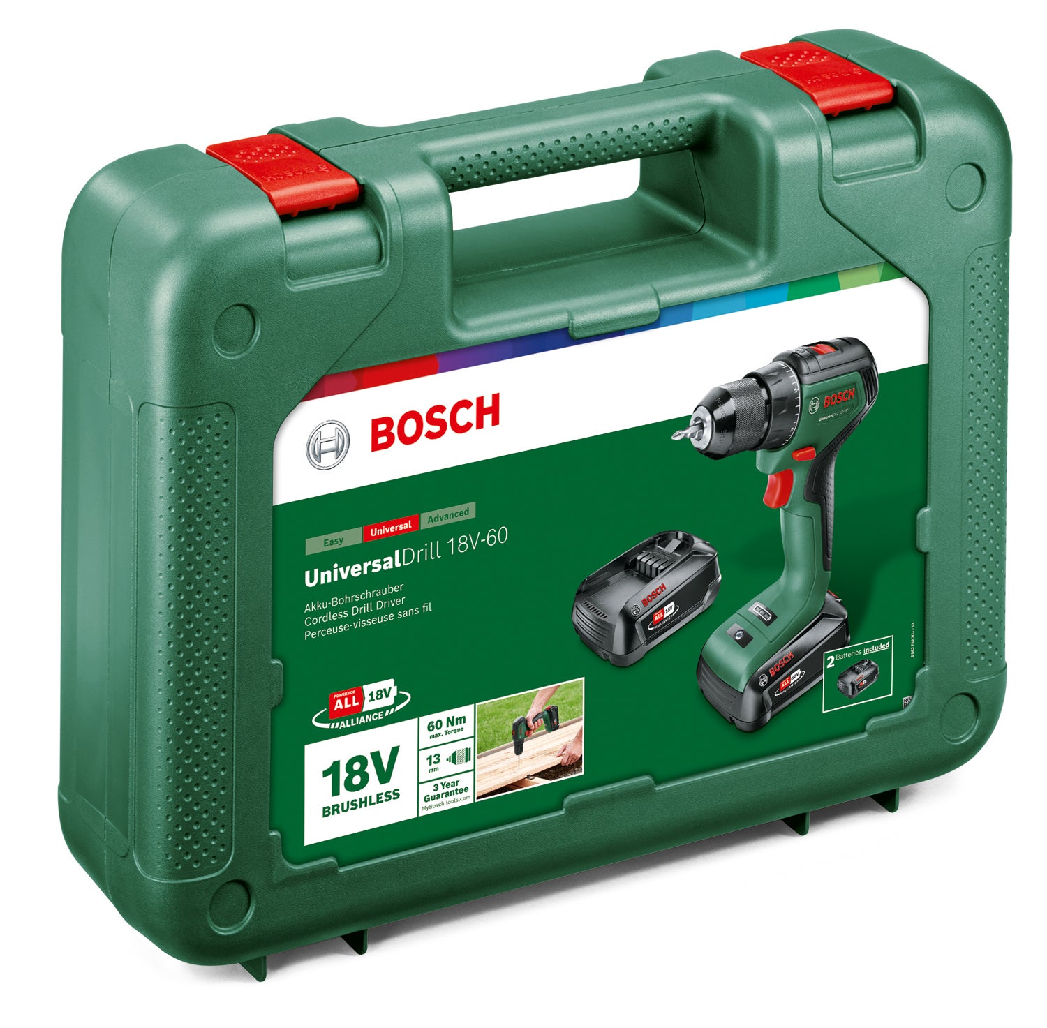 Perceuse sans fil 18 V BOSCH UniversalDrill 18V-60, 60 Nm + 2 batteries 2 Ah - 3